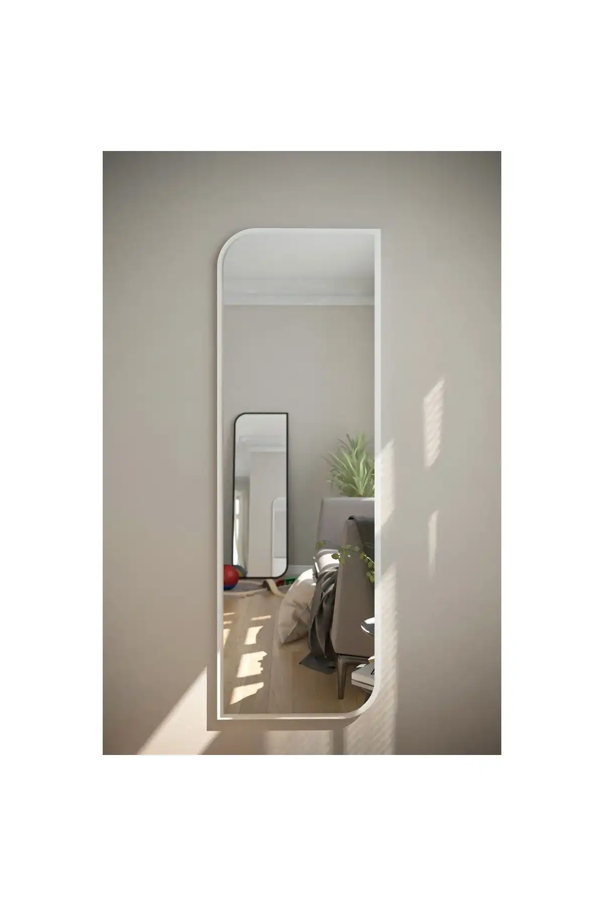 nysamo Tarz Design Beyaz Dekoratif Boy Aynası: Modern ve Fonksiyonel Çözüm
