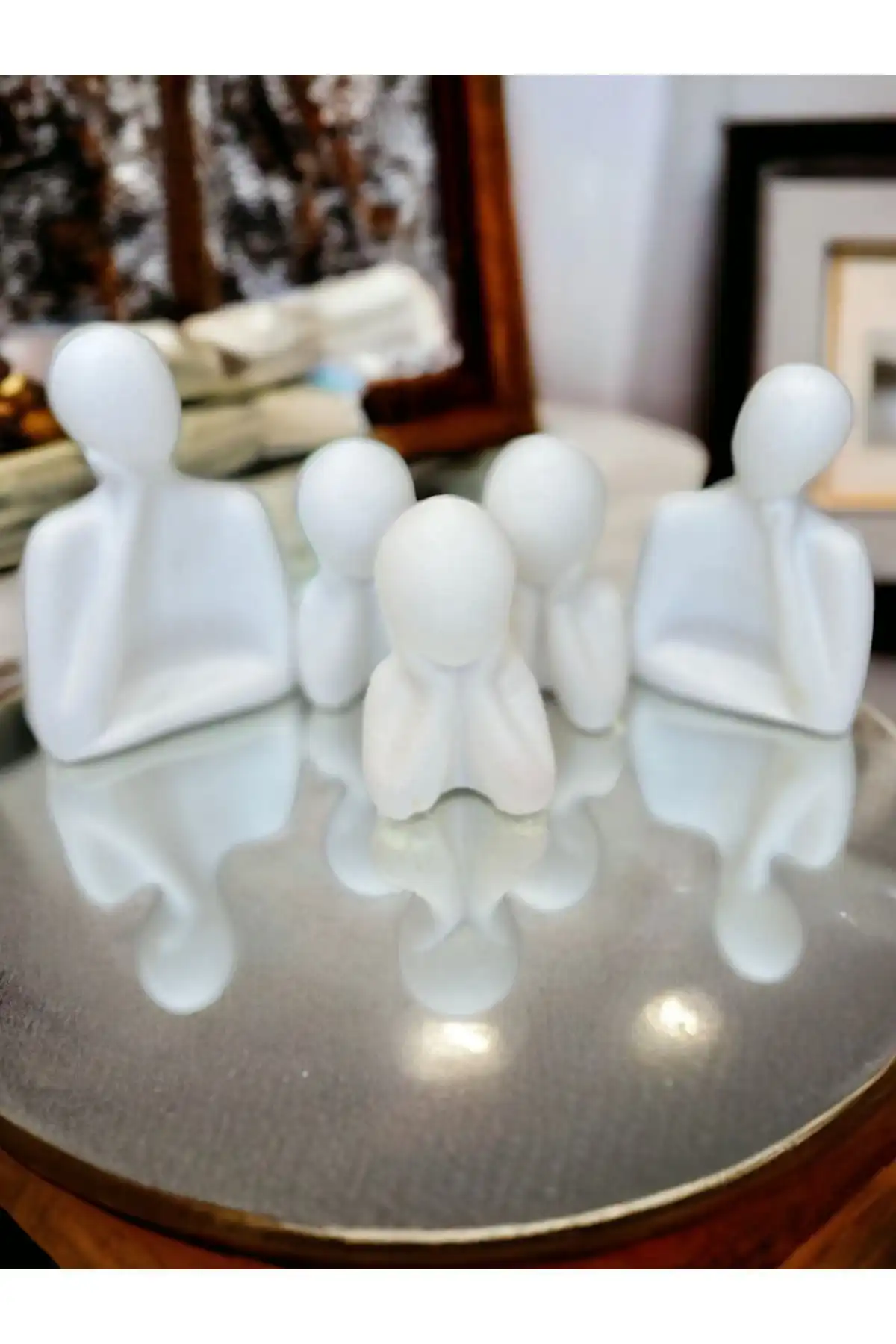 Aymumi Home Dekoratif Üç Çocuklu Aile Biblo Heykeli ile Modern Ev Dekorasyonu